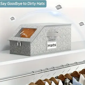 2PCS Stackable Hat Storage Boxes for Baseball Caps, Holds Up to 24 Hats, Durable Cardboard Box for Men, Classic Style, Wardrobe Organizer