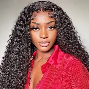 FORGIRLFOREVER 13x6 Kinky Curly Lace Front Wig Human Hair 180% Density Transparent Lace Frontal Wigs For Women Pre Plucked Afro Curly HD Lace Front Wigs
