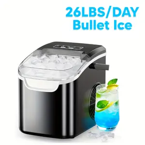 Countertop Nugget Ice Machines That Produce 26 Lbs Or 35 Lbs of Pebble, Sonic, Bullet, And Cube Ice Daily, Featuring a Self-Cleaning Function, an Ice Scoop, And an Ice Basket, Perfect for Home And Kitchen Use, Made of Stainless Steel in Silver