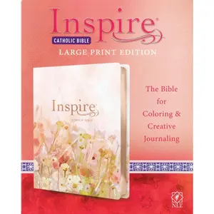 NLT Inspire Catholic Bible, Pink Fields with Rose Gold LeatherLike
