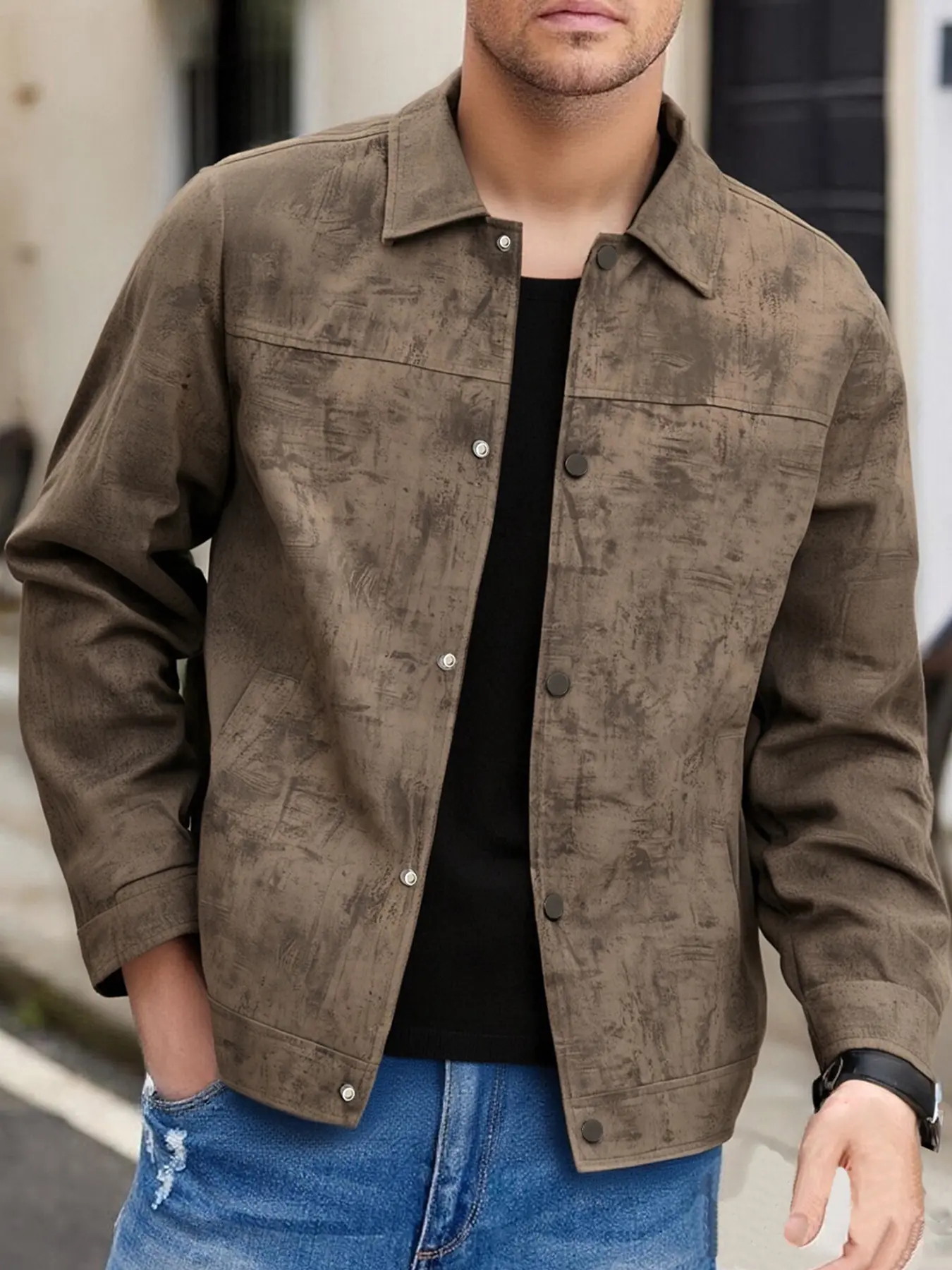 Men's Spring & Fall Lightweight Casual Jacket, Button Front Closure, Fitted Business Style, Ideal for Daily Wear, Coats