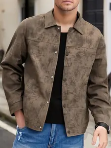 Men's Spring & Fall Lightweight Casual Jacket, Button Front Closure, Fitted Business Style, Ideal for Daily Wear, Coats