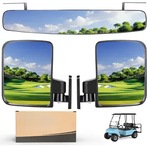 Golf Cart Mirrors Contains Folding Side Mirrors and Rear View Mirror Universal for Yamaha Club Car DS Precedent/EZGO TXT RXV