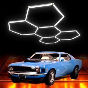 25 Pack 240W Hexagon Garage Lights Ceiling Led Work Light Super Bright 6500K Shop Lights for Garage Warehouse Workshop Gym Basement Car Care Wash Room