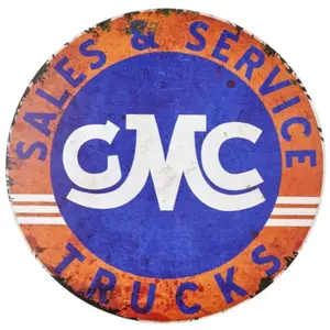 GMC Trucks 30" Round Metal Sign Vintage Inspired Garage Man Cave Wall Decor