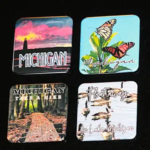 Michigan Photo Magnet Gift Set of 4 Photography Souvenir Lighthouse Monarch Geese Hike Featuring Michigan Scenery and Wildlife