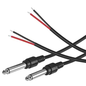 2-Pack 6FT Replacement 6.35mm Male Plug to Bare Wire Open End TS 2 Pole Mono 1/4" HiFi Speaker Plug Jack Amplifier Patch Audio Cable,Microphone Cord for DJ Application,DIY Connector Repair
