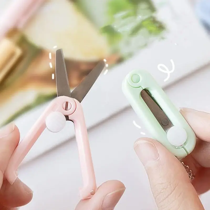 Home Organizer 2-Piece Retractable Keychain Scissors - Pocket Size Mini Craft Cutting Tool, Safe and Portable Miniature Home Supply for Convenient On-the-Go Use, Scrapbooking Accessory, Compact