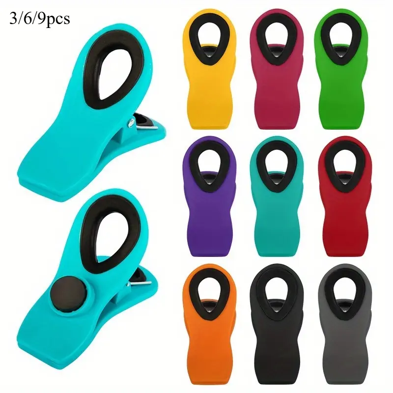 3pcs/6pcs/9pcs Reusable Sealing Bag Clip With Magnet - Food Clip, Chip Clip, Multifunctional Food Storage Bag Clip With Airtight Handle, For Snack Bag, And Food Bag, Kitchen Supplies