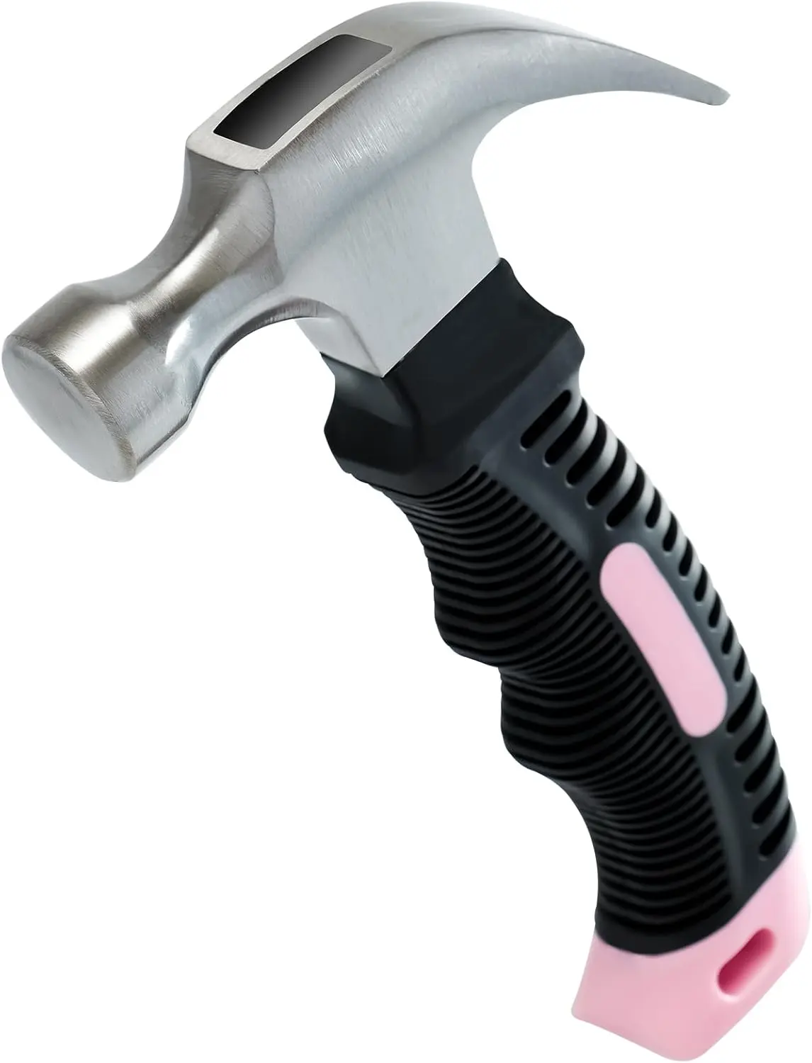 Women's 8 oz High Hardness High Carbon Steel Pink Small Claw Hammer - Lightweight, Compact Size, Shock Absorption, Non-Slip Rubber Handle, Easy to Handle Hand Tool for Home Improvement, Travel, Metal Nails, Drywall Anchors