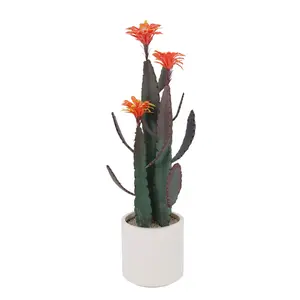 Artificial Cactus Plant, Tall UV Resistant Faux Cactus Plant, Realistic Texture Tall Fake Plant, Faux Desert Cacti Potted Plant with Planter for Indoor Outdoor Decoration
