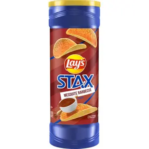Lay’s Stax Potato Crisps Chips, Mesquite BBQ, Gluten Free, 5.5 Oz Canister Pack
