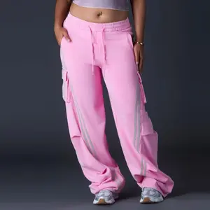 Flooo  Loose Wide Leg Cargo Pants Women's Casual Streetwear Joggers with Elastic Waistband & Drawstring for Adjustable Comfort