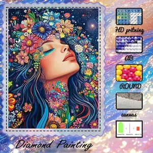 DIY 5D flocked diamond painting kit, AB diamonds, fairy dust diamonds, crystal diamonds, flowers, azure, nature, diamond embroidery, special craft diamond art set, wall decor, Handmade Gifts, gift for family, loved ones, friends.