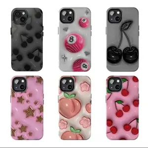 3D Cherry Y2K Coquette Case Cherries iPhone Case Print For iPhone 16 15 14 13 12 11  Pro Max Cute Phone Case Y2K Aesthetic Acsessories
