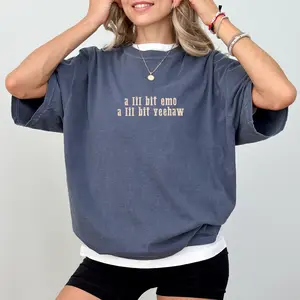 MAPTEES A Lil Bit Emo A Lil Bit Yeehaw Comfort Colors Shirt, Retro Funny Cowgirl Graphic Tee, Vintage Yeehaw Emo T-shirt, Indie Western Style Outfits