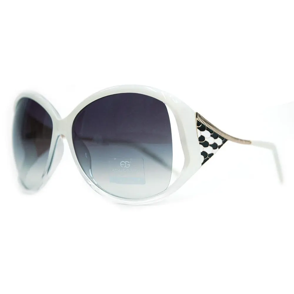 Unisex Gradient Polycarbonate Lens Oversized Fashion Sunglasses with Eye Catching Mosaic Texture Design on Thin Arms