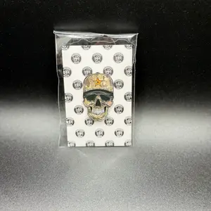 Camo Skull Pin - Skull Design with Star Detail, Silver Finish, Ideal for Personalization and Decoration