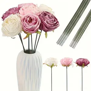 Plastic Flower Stems Artificial Floral Rods, DIY Craft Bouquet Stem Decoration Supplies, Decorative Flowers (7.9 Inches/9.8 Inches/11.8 Inches), Home Decoration Bouquet, Fake Flower