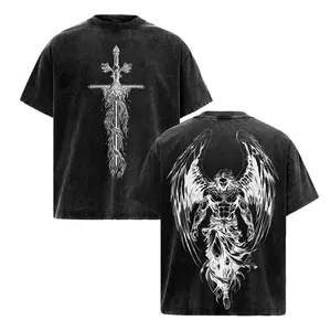Saint Michael The Archangel x Flaming Sword T-Shirt Washed Christian Shirt, Aesthetic Clothes ,Scales of Justice , Jesus Tees, Christian Merch, Archangel Michael Tees ,Outfit Church