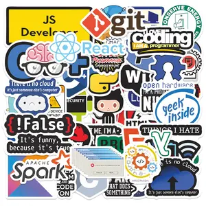 50pcs Coding Programmer Stickers Pack, Waterproof Tech Geek Decals for Laptop, Water Bottle, Notebook & Skateboard, Developer Gift