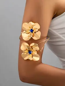 Women's Fashion Arm Bracelet Body Chain, Boho Style Enamel Flower Arm Bracelet, Ideal for Daily Vacation and Gift, No Box Included