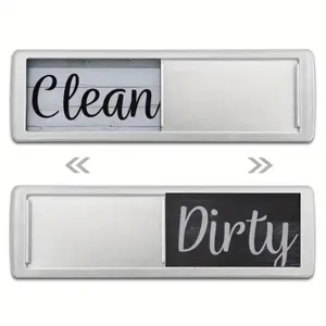 2pcs Clean Dirty Dishwasher Magnet Indicator Sign, Non-Scratch Simple Sliding Magnetic Sign for Kitchen, Room Decor, Household Items (Black&Silver)