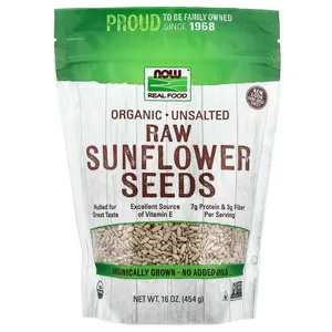 NOW Foods Organic Raw Sunflower Seeds, Unsalted, 16 oz (454 g)
