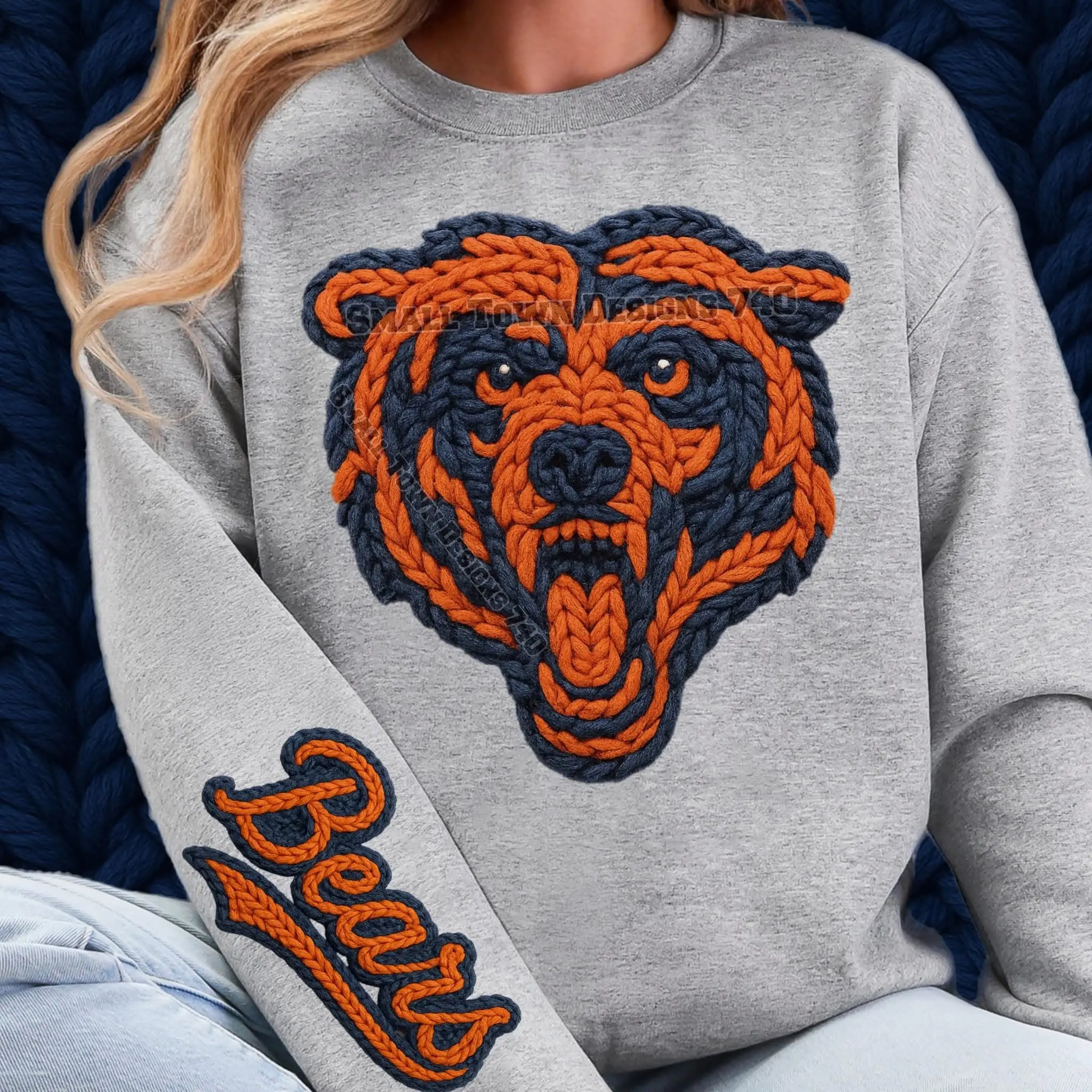Bears Faux Crochet Sweatshirt