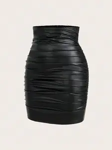 Women's Plain Casual Fashion Midi Skirt, Simple Design for Daily Wear, Comfortable and Stylish Ladies' Clothing