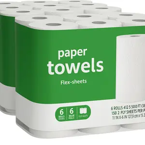 2-Ply Flex-Sheets Paper Towels, 12 Basics Rolls = 32 Regular Rolls, Everyday Value with 150 Sheets per Roll