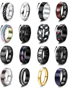 Stainless Steel Fidget Ring, Stacking Rings, Stress Anxiety Relief Ring, Fashionable Ring for Women & Men, Trendy All-match & Exquisite Jewelry for Birthday Gift, Stacking Ring Set
