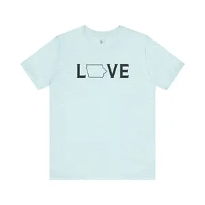 Love Iowa T-Shirt Classic Crew Neck Shortsleeve Top Unisex Tee