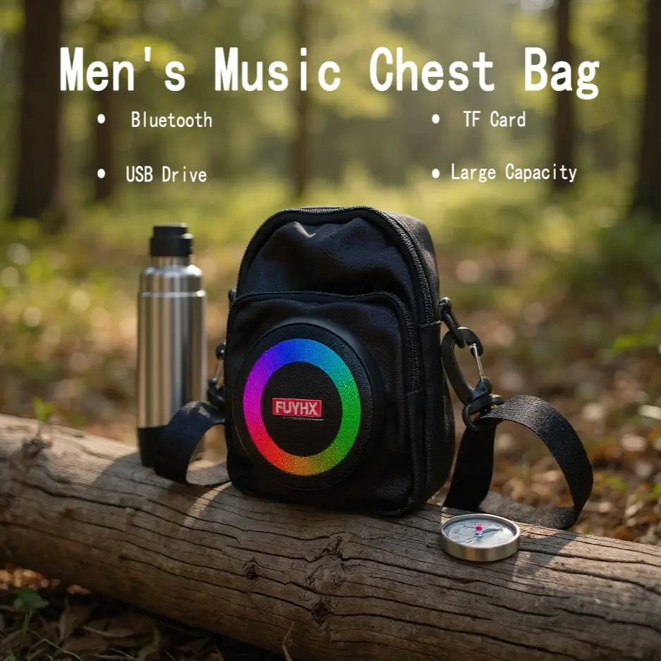 Men's Multifunctional Chest Bag with Bluetooth Speaker, Outdoor Wireless Music Sling Crossbody Bag, Bum Bag, Waterproof Shoulder Bag for Hiking, Camping, Party, Hiking Fanny Pack, Waist Bags