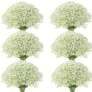 Artificial Baby's Breath Flowers without Vase, 50pcs/set Faux Flower Bouquet, Decorative Flowers for Home Party Wedding Anniversary Festival, Fruit, Plain Flower Decor