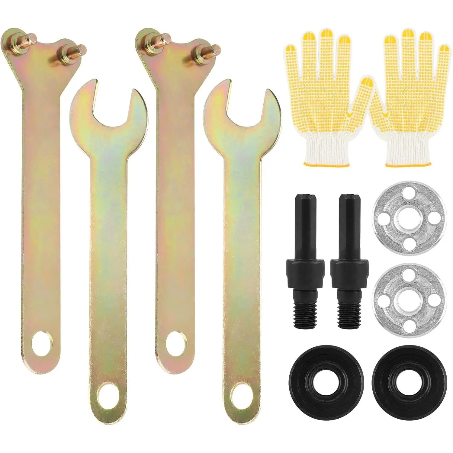 Drill to Angle Grinder Adapter Conversion Kit - Solid Metal, Dual Shafts, 10mm Triangular & 6mm Round Mandrels, Flange Nuts, Spanner, Gloves, 11000 RPM for DIY Grinding/Polish, Shaping, Rust Removal Attachments