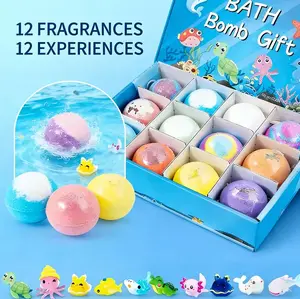 Bath Bombs for Kids with SurpriseSPRINGInside, 12 Pack Kid Bath Bombs Gift Set,Easter Basket Stuffers for Boys Girls BubbleBath with Toys Inside Skin Repair