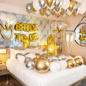 70pcs Wedding Theme Balloon Set, Decor, Party Balloons Decorations, Includes 16 Inch Gold Bride to Be Banner & Colorful Diamond Ring Balloons, Perfect for Bridal Shower