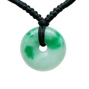 Love & Luck  Natural Heart Donut Jade Pendant Necklace for Women   Lucky Jade Jewelry Gift for Her  Genuine Green Purple White Stone