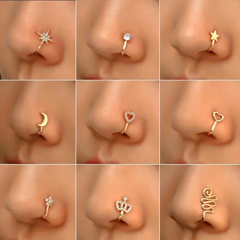 Copper U-Shaped Nose Clips, 2pc Adjustable No-Punch Body Jewelry for Costume Fashion Accessories