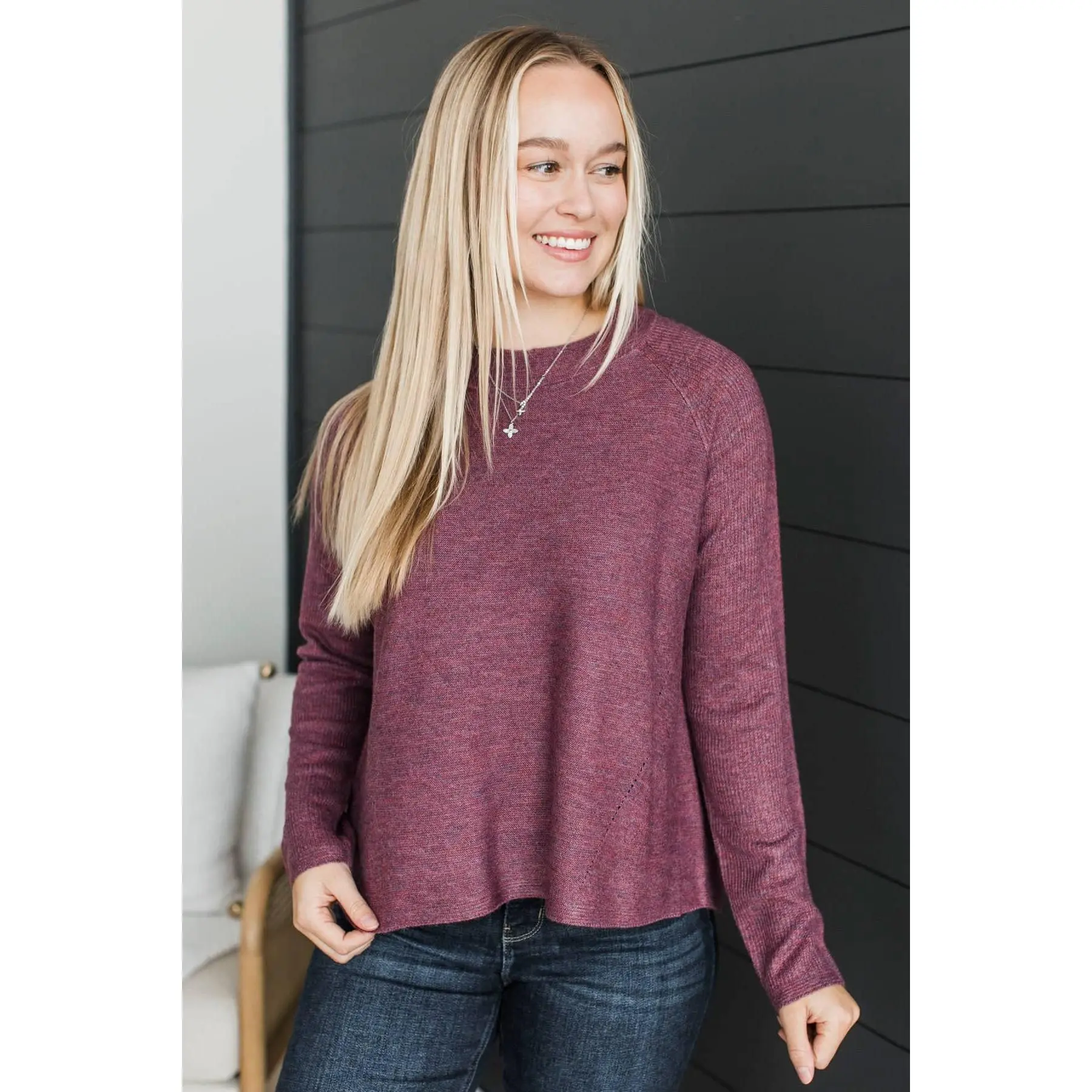 Staggering Beauty Knit Sweater- Dark Berry