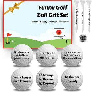 Funny Golf Ball Gift Set, Funny Golf Gifts for Men - Golf Balls for Dad, Mom, and Golfers - includes 6 Balls, 3 Tees, and 1 Marker