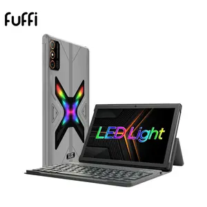 FUFFi LED illuminated tablet, 10.1-inch screen, 4GB RAM+64GB ROM, eight core processor, 4G network, dual SIM dual standby, Android system, 2MP+5MP pixels, 5000mAh battery, stylish Android tablet with keyboard/stylus/mouse/leather case