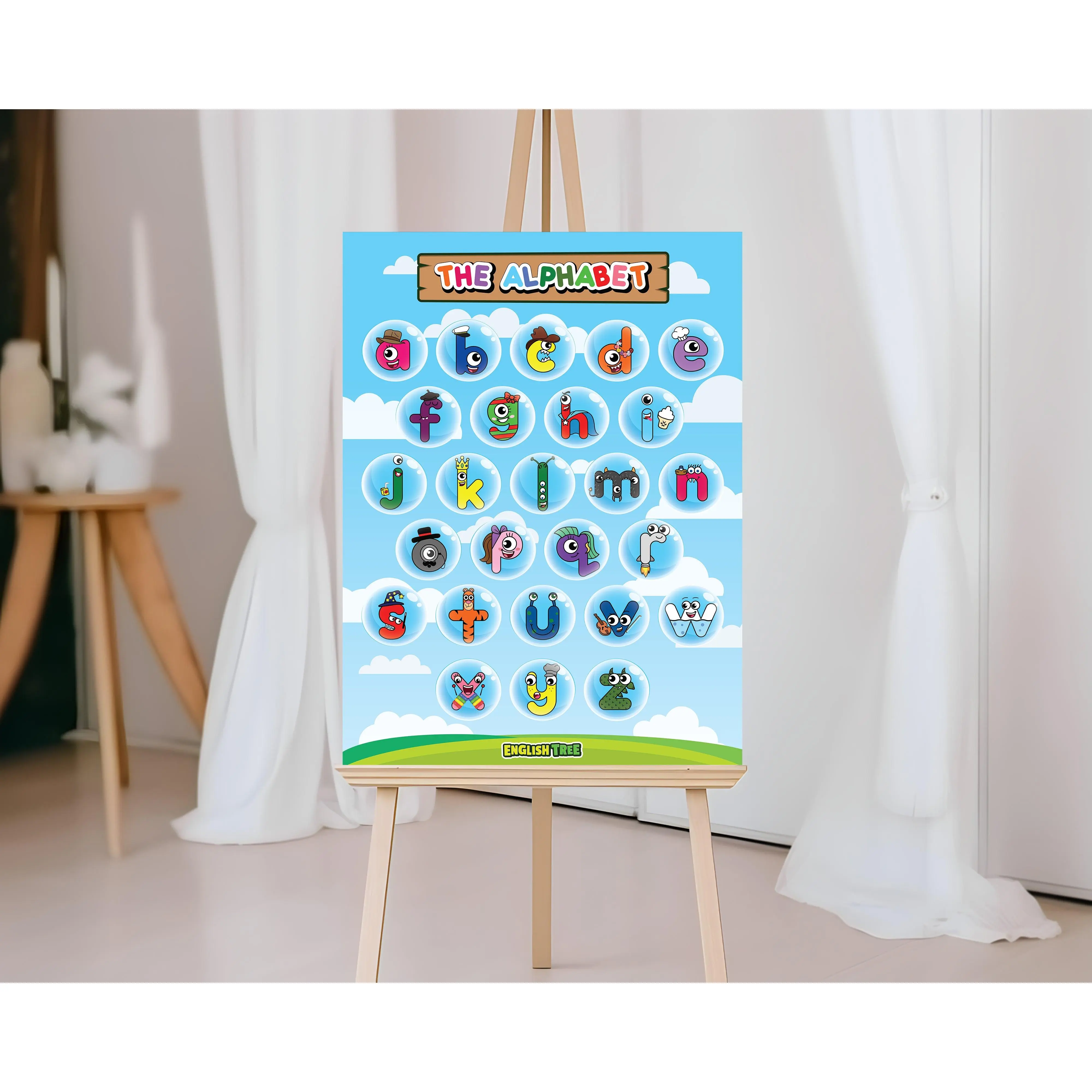 English Tree Alphabet Buds Lowercase Wall Poster