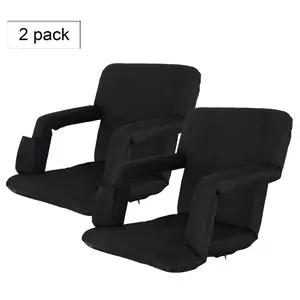 SUPERDEAL Stadium Seats Chairs for Bleachers or Benches - 5 Reclining Positions(2 Pieces Black)