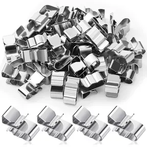 Zhengmy 50 Pcs Trailer Frame Wire Clips Stainless Steel Metal Cable Clips 22.5 Mm/ 0.89 Inch Solar Panel Double Wire Clamps Trailer Clamps for PV Wiring Boat Cable