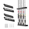 Tcakelox Vertical Wall-Mounted Fishing Pole Holder Set - 13.7inches Space-Saving Fishing Gear Accessory, 6-Rod/Combo Capacity, Quick Access, Fits Most Rod Diameters, Ceiling-Mount Compatible, No Extra Tools Needed, Garage Storage with Holder