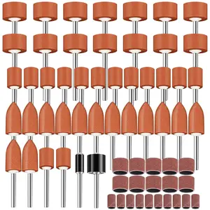 64 count Sanding Bits for Dremel Rotary Tools, 1/8" Shank  Oxide Grinding Stones and Sanding Drill Bits, Durable for Metal Rust Removal, Smoothing, Sharpening, Multiple Shapes to Meet  Needs