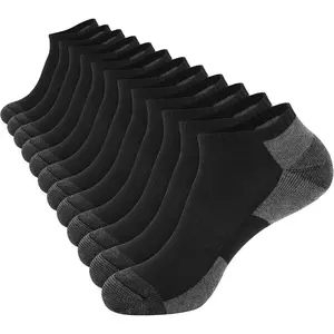 12 Pack Mens Cushioned Ankle Socks, Low Cut Breathable Casual Socks (Shoe Size 6-11)