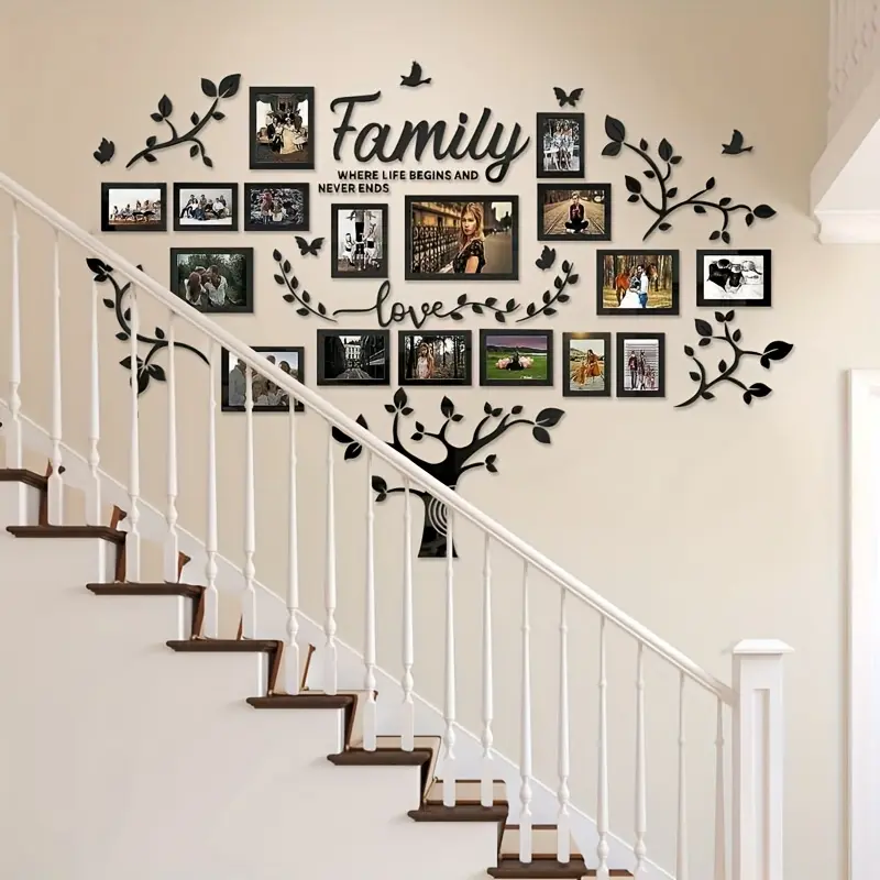 1 Extra Large 81.5 x 57.48 inches (210 x 146 cm) Acrylic 3D Tree Wall Sticker - Self-adhesive photo and family tree organizer, removable and repositionable large wall decoration, semi-matte modern home decor suitable for living room, bedroom, home office